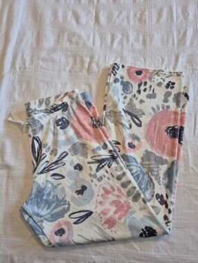 Lildy women's L - XL printed plush pajama lounge pants water color print NWT